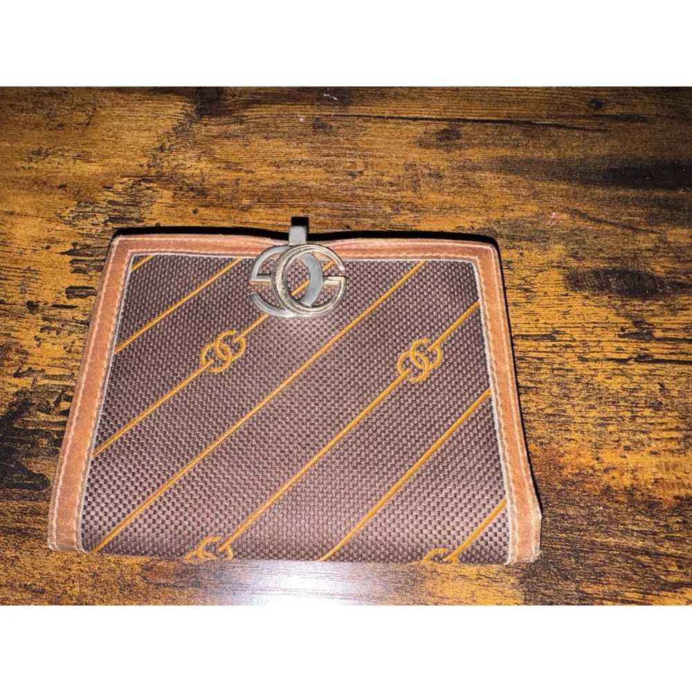 Gucci Diagonal Striped Canvas Leather Trim Bifold Wallet 70’s Early 80’s - Picture 3 of 11